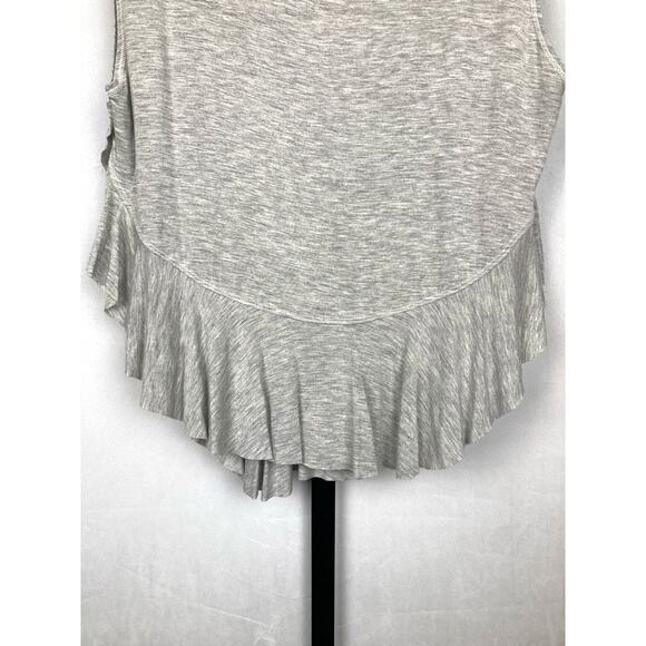 Free People We The Free Uptown Ruffle Tank Top Size S Gray V-Hem Casual Shirred - Picture 4 of 11